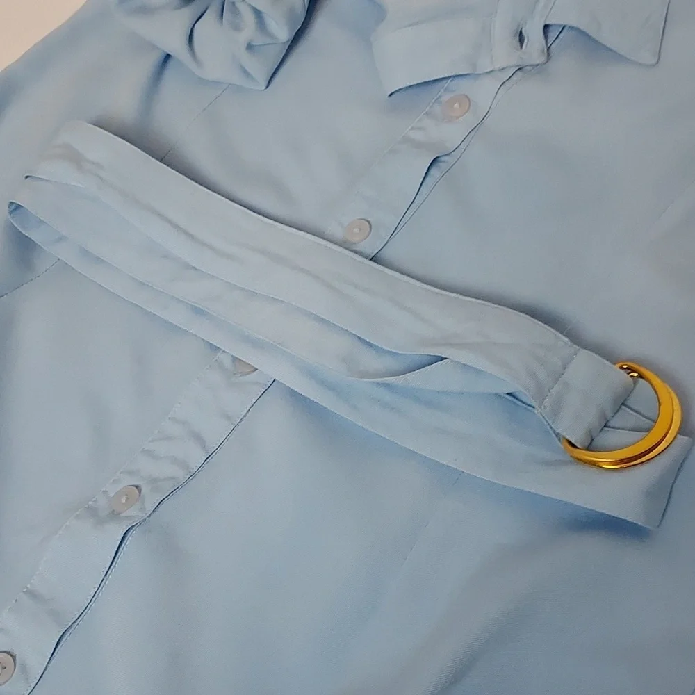 Rachel Parcell Midi Belted Shirt Dress Blue Size 8
